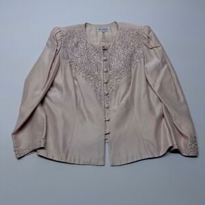 Katherine Lindsay Vintage Blush Pink Soutache Pearl Evening Jacket Womens 16 USA